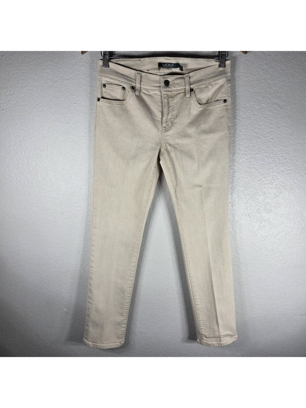 Lauren Ralph Lauren Jeans Petite 4P Cream Modern Straight Denim Stretch